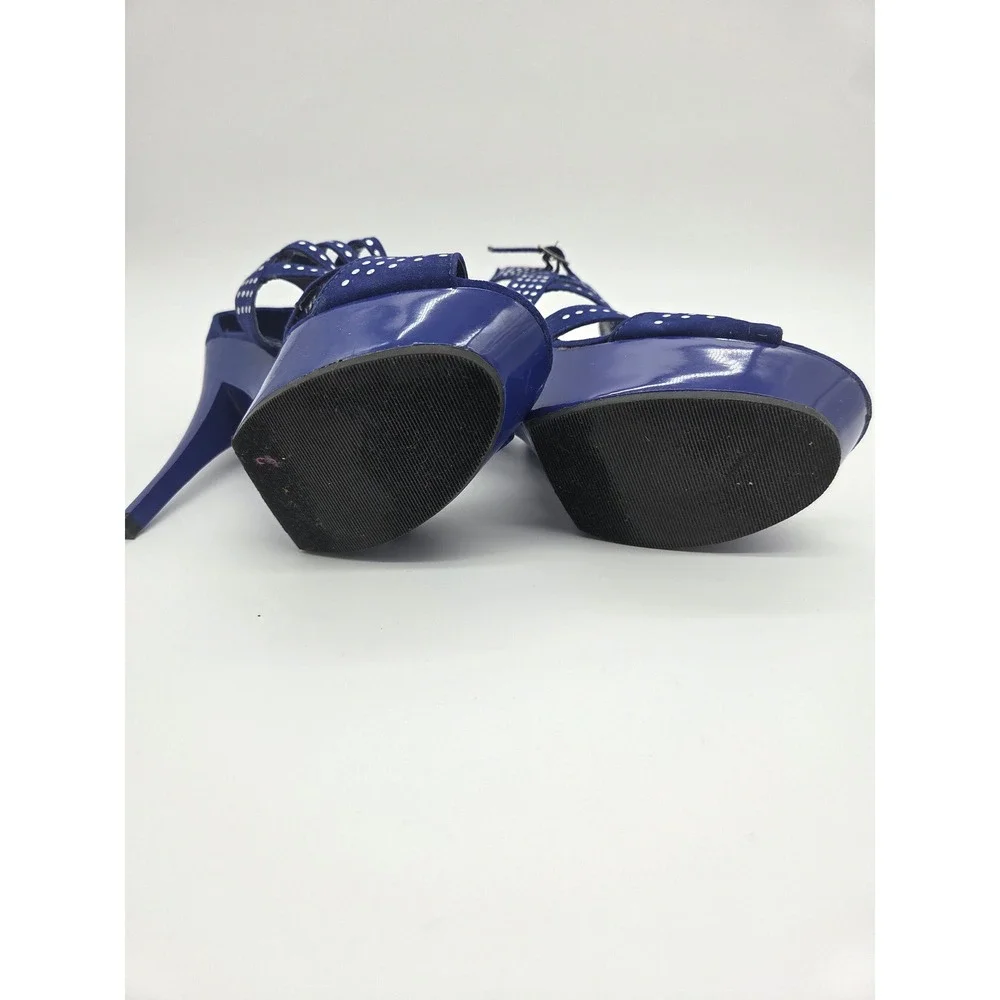 Kali Platform Cage‎ Sandals 7 Blue Women Studded Stiletto Heels TUBE-1
